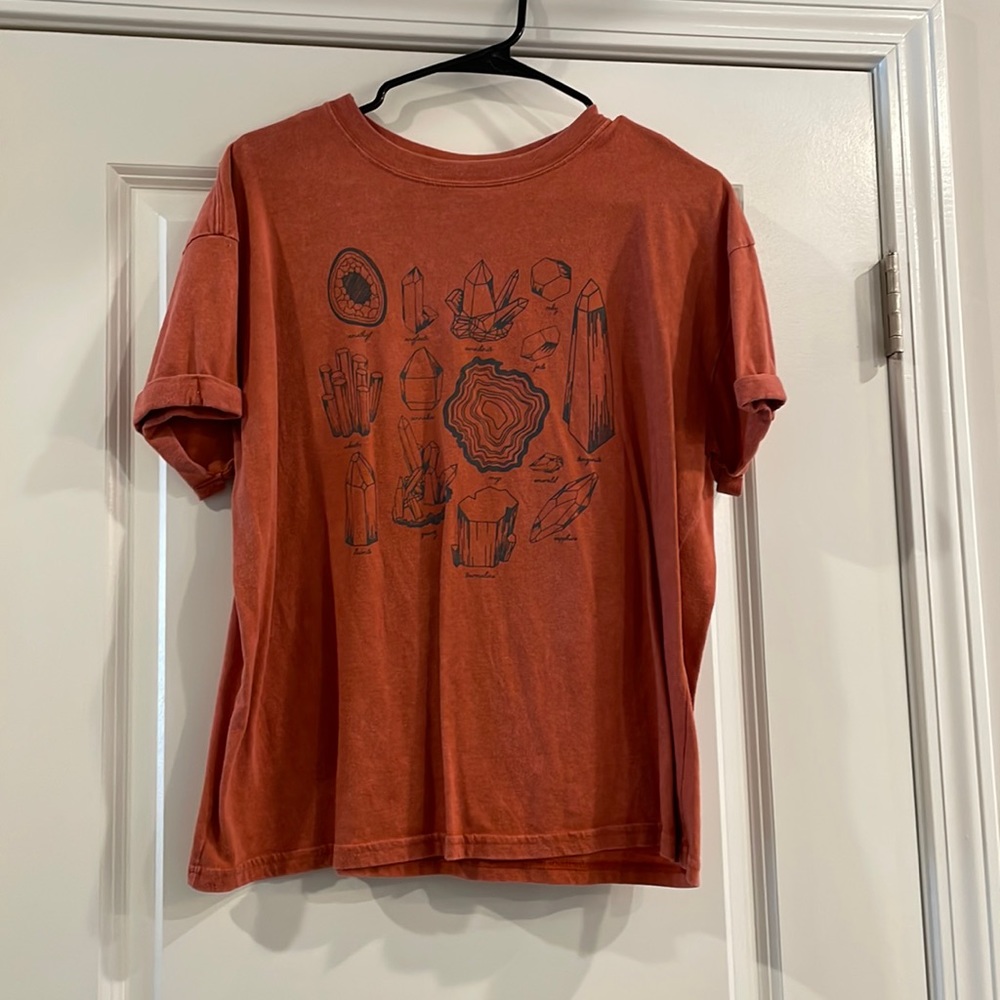 Orange mineral wash rock tee